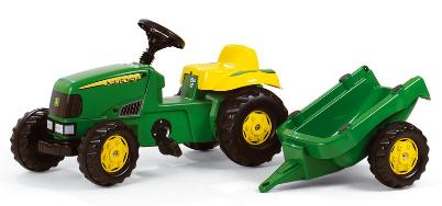   Šlapací traktor Rolly Kid J.Deere s vlečkou - zelený Rolly Toys John Deere s vlekem 012190 AKCE !!