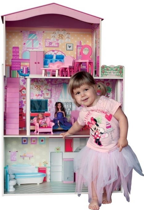 Domeček - velký, 7ks nábytku ( pro paneny typu Barbie)