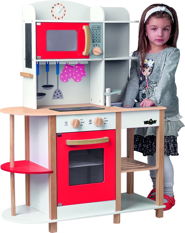 Dětská kuchyňka dřevěná červená Kuchyňský ostrov - Wendy