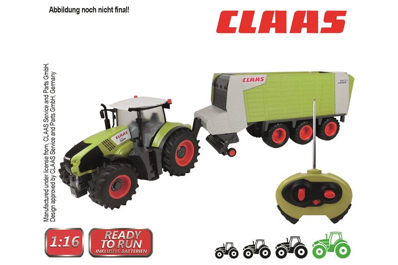  RC traktor AXION CLAAS 870 s vlekem na dálkové ovládání 1: 16 velký traktor celková délka 108 cm 