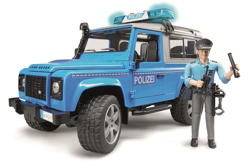 Bruder 2597 Policejní Land Rover Defender s policistou  Akce pouze do vyprodání zásob!