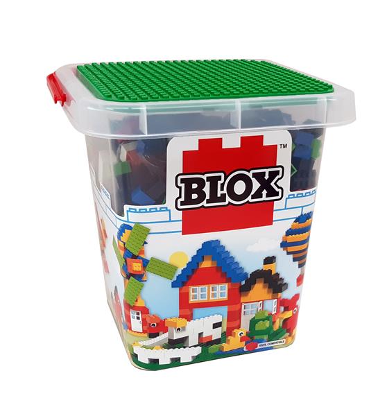 Stavebnice Blox 500 ks kostiček v plastovém kyblíčku pasuje na LEGO 
