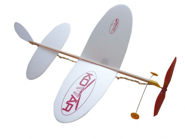 Letadlo Komár házecí model na gumu polystyren/dřevo 38x31cm 
