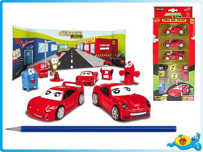 Hračka - Bburago Ferrari Kids 3ks auta s doplňky v krabici
