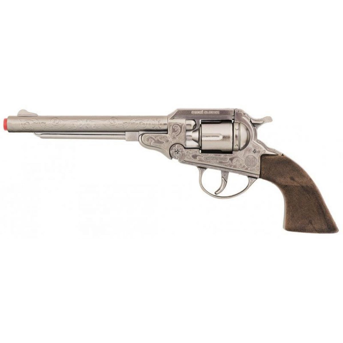 Kovbojský revolver stříbrný, kovový na kapslíky – 8 ran