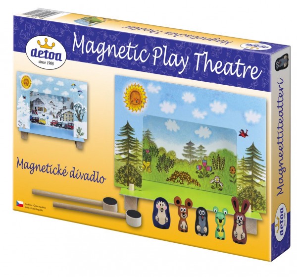 Divadlo Krtek magnetické v krabici s dřevěnými figurkami 