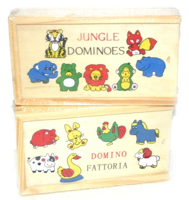 hra domino zvířata dřevěné 2druhy