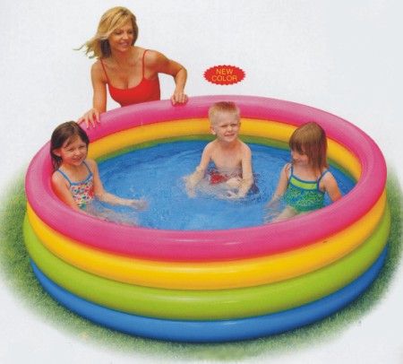 Bazén nafukovací dětský BAREVNÝ soft dno  - 4 komorový 168x46
