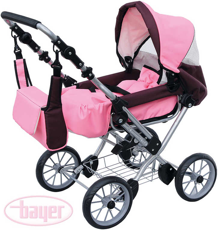 Bayer Design Kočárek pro panenky WIX GRANDE růžová/bordo 