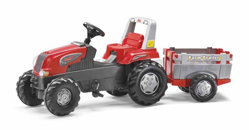  Šlapací traktor Rolly Junior RT s vlečkou červeno-šedý