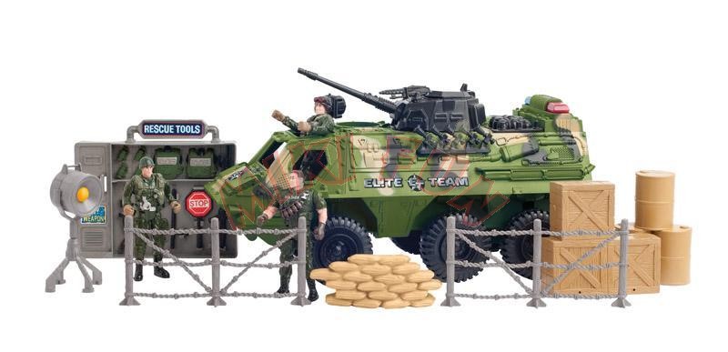 Vojenská sada obrněný transportér tank se zvukem a s doplňky Armored Reconnaissance Battalion AKCE!