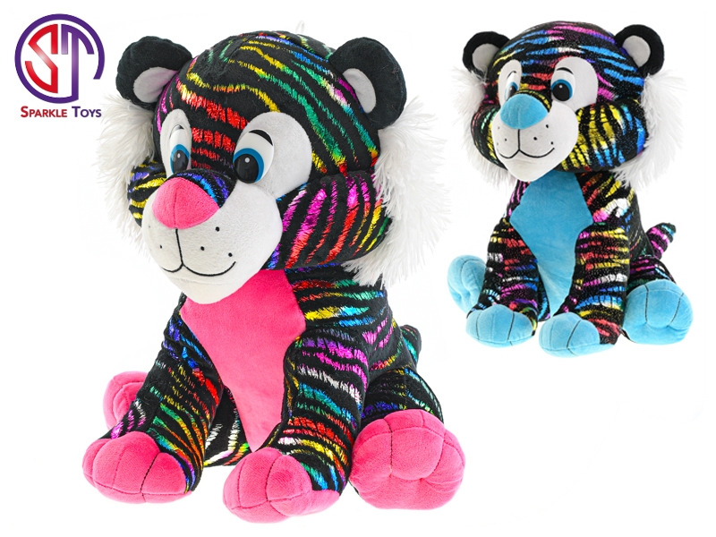 Tygr Star Sparkle plyšový barevný 35cm sedící 2barvy 0m+ v sáčku