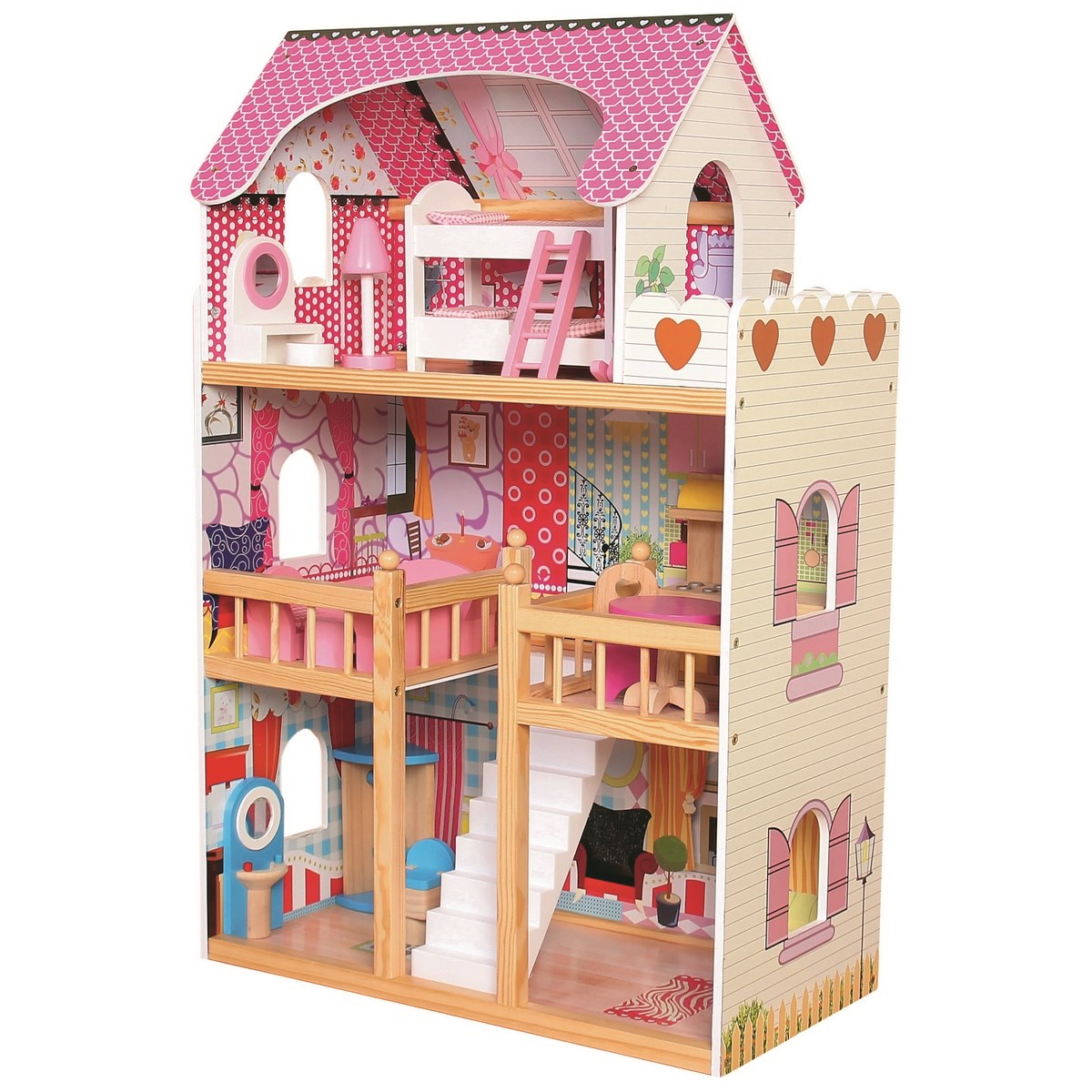 Domeček pro panenky dřevěný s nábytkem 