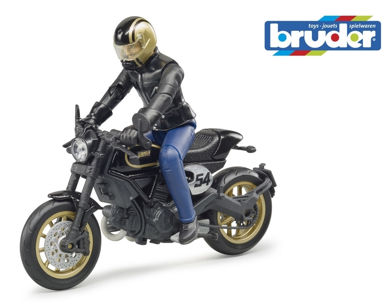 Bruder 63050 BWORLD Motocykl Scrambler Ducati Cafe Racer s jezdcem AKCE pouze do vyprodání zásob!