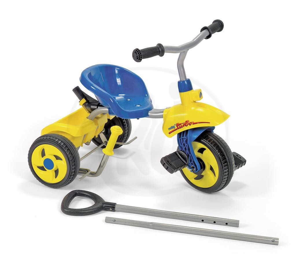 Šlapací tříkolka Rolly Trike Turbo s vidící tyčí - modrá - Rolly Toys 091027