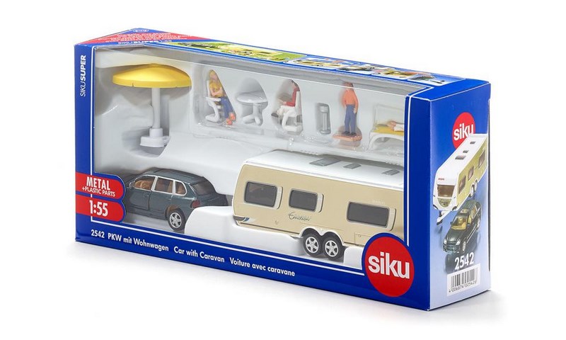 SIKU Super - Osobní vozidlo s obytným přívěsem, 1:55