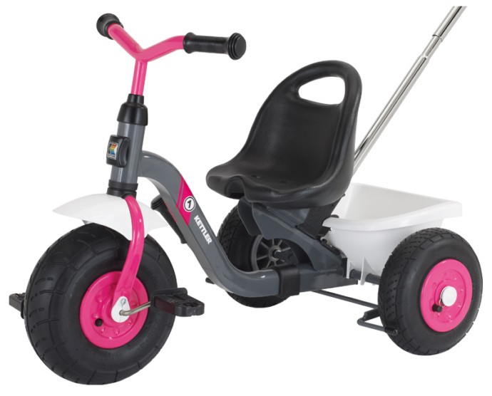 Tříkolka PINK /GRAU nafukovací kola -dětské vozítko pro děti od 2 let